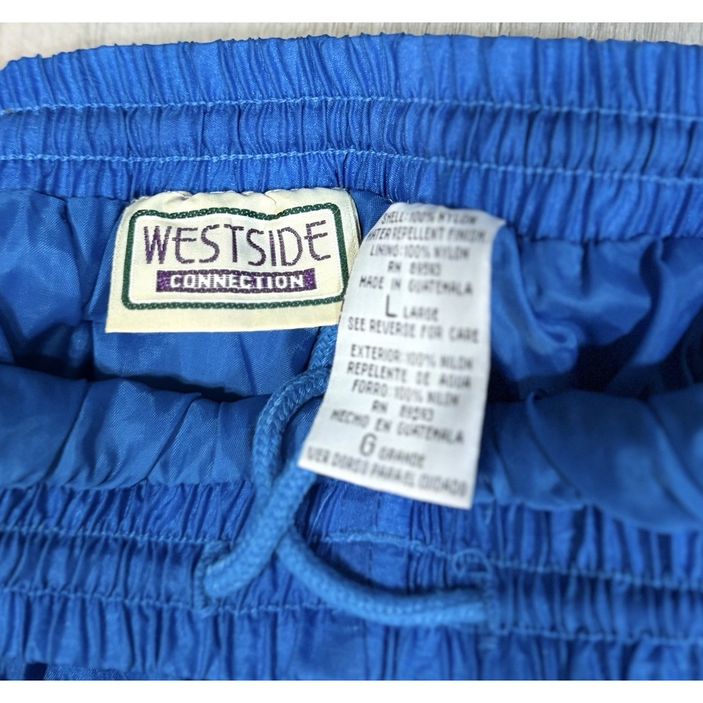 Vtg Westside Connection Nylon Windbreaker Pants Women's Large Blue Ankle Zip 80s - Picture 8 of 14